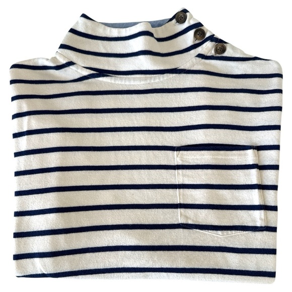 Vineyard Vines Striped Button Mockneck Cotton Long Sleeve Top Size Small - Picture 4 of 8